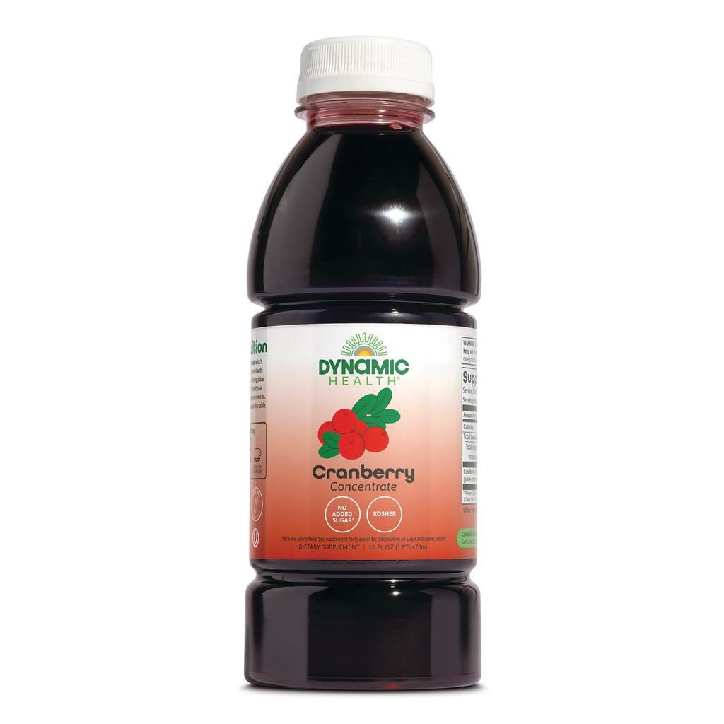 DYH057 | Dynamic Health Cranberry Concentrate bottle, 16 fl oz dark liquid with white cap and red label showing cranberries - Thumbnail
