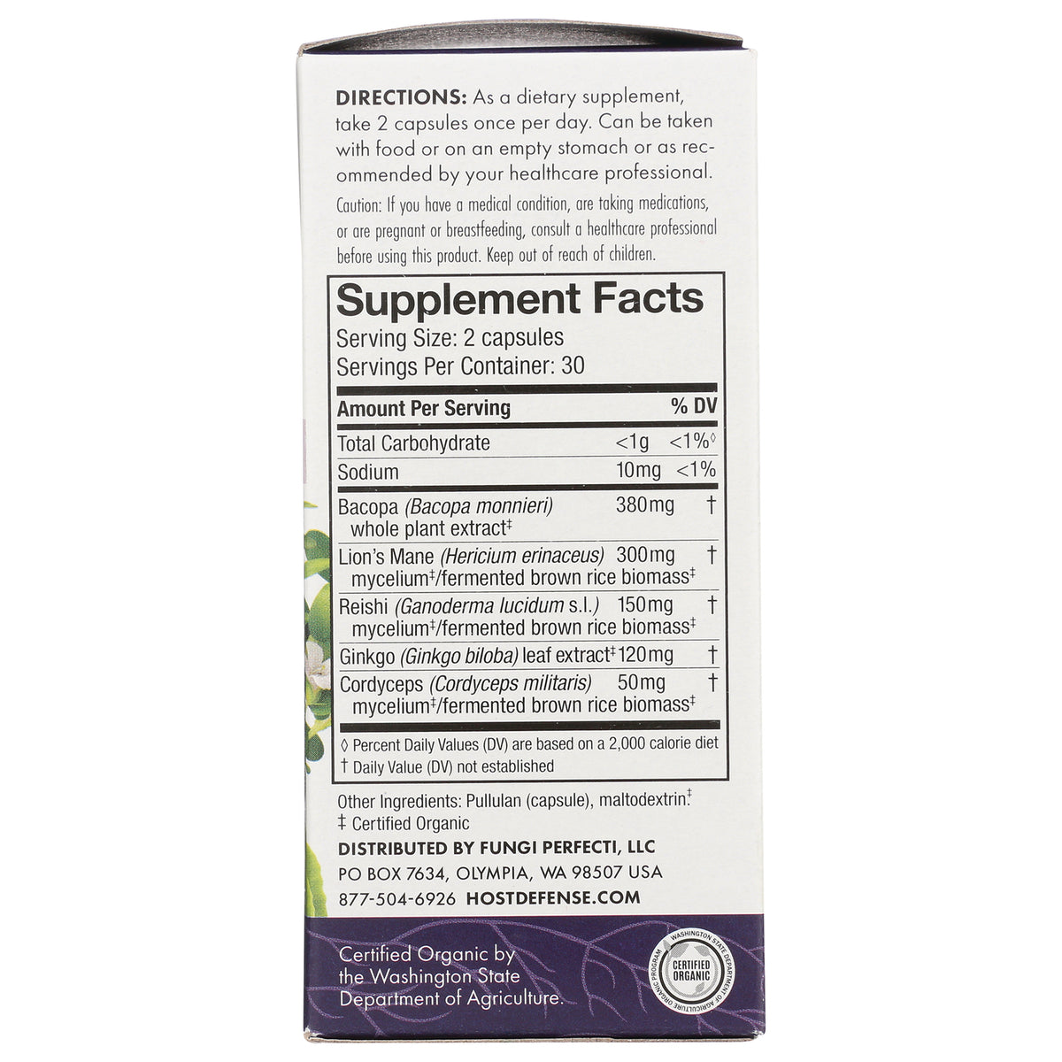 FUN024 | back panel showing directions and Supplement Facts label for dietary supplement