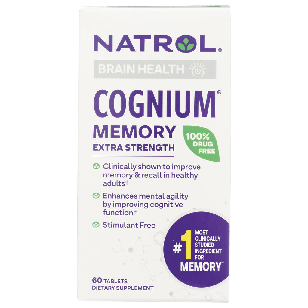 NA614 | Natrol Cognium Memory extra strength box front showing 60 tablets 100% drug free brain health - Thumbnail