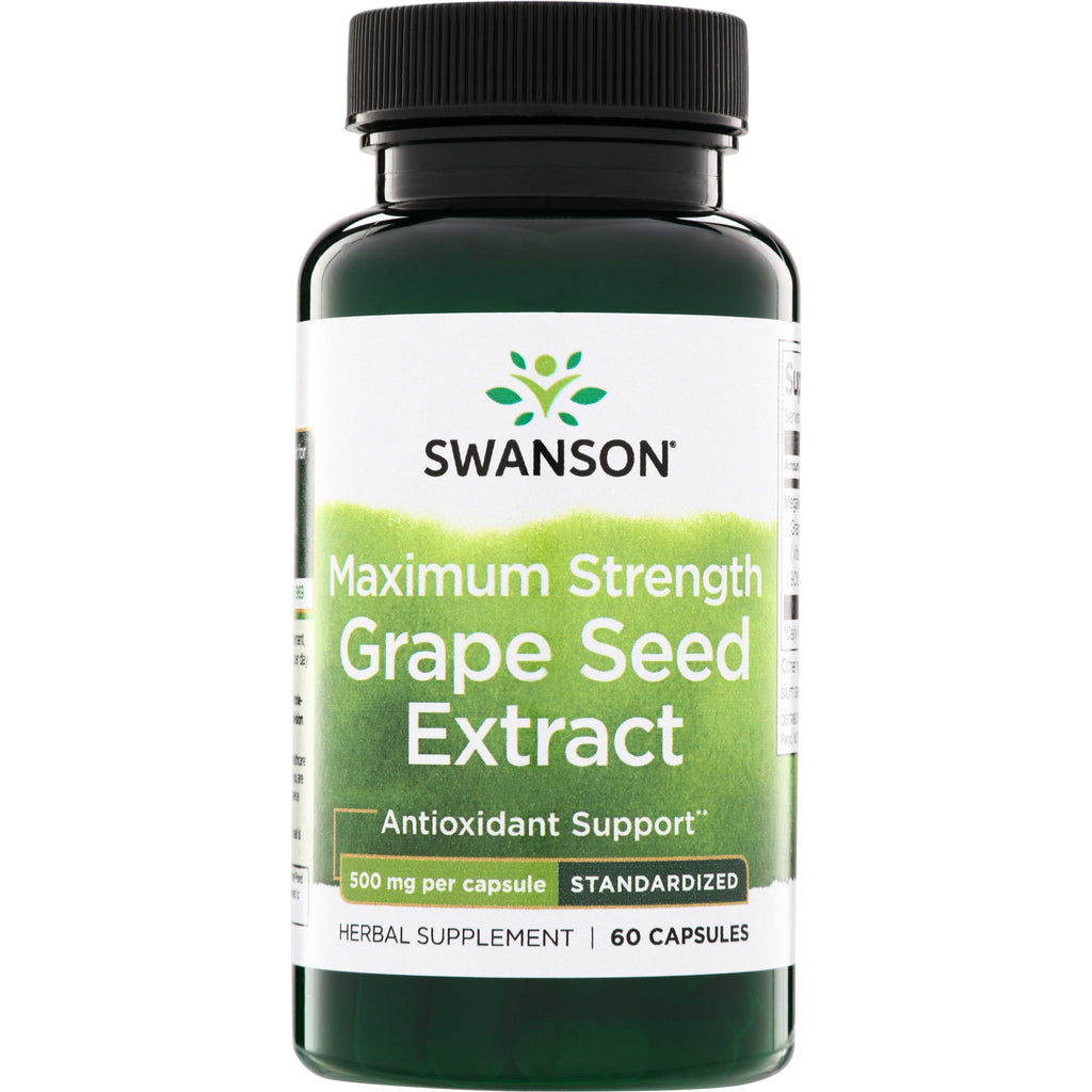 SWH093 | Swanson Maximum Strength Grape Seed Extract bottle, 500 mg per capsule, 60 capsules - Thumbnail