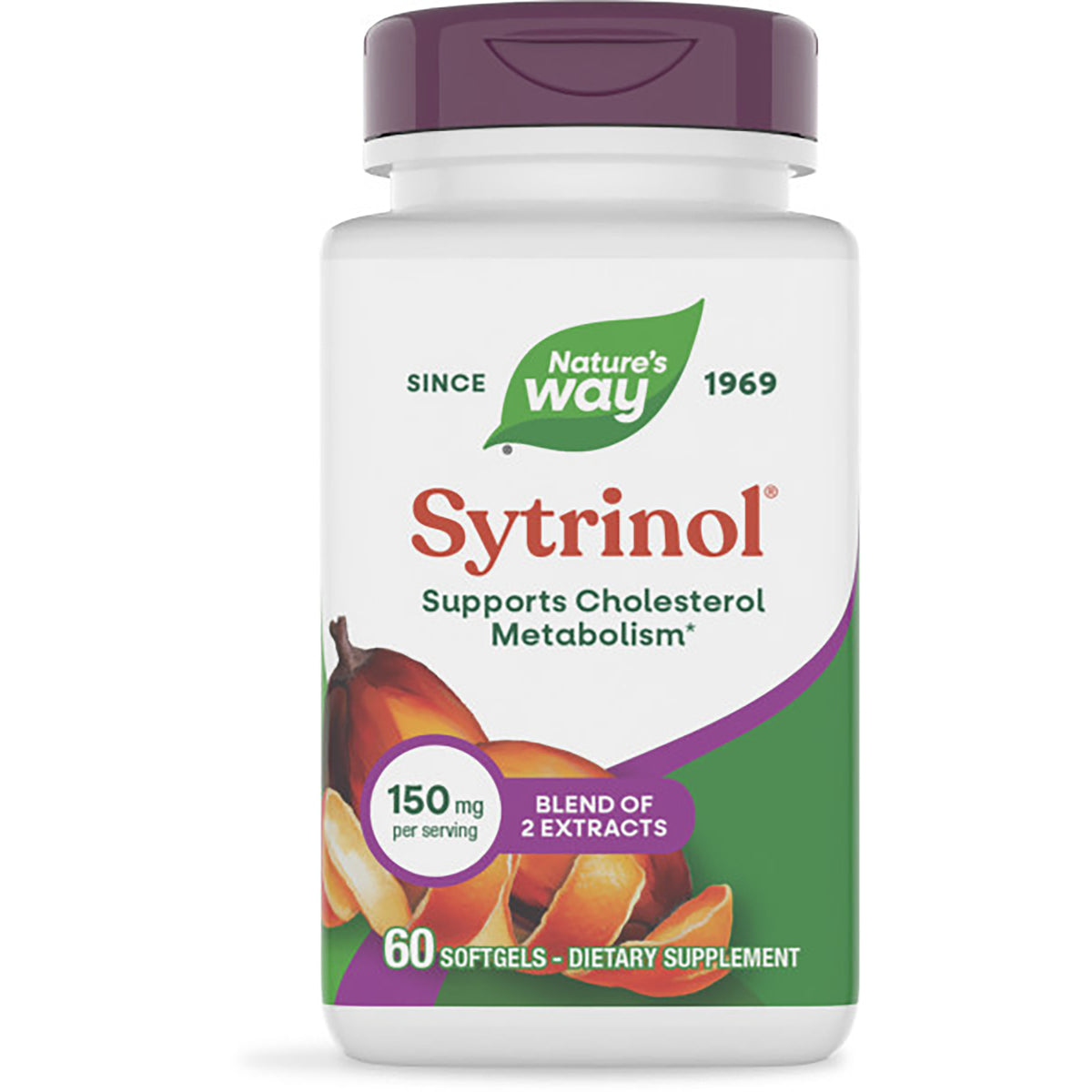 NW619 | Nature's Way Sytrinol bottle front label, 60 softgels dietary supplement supporting cholesterol metabolism