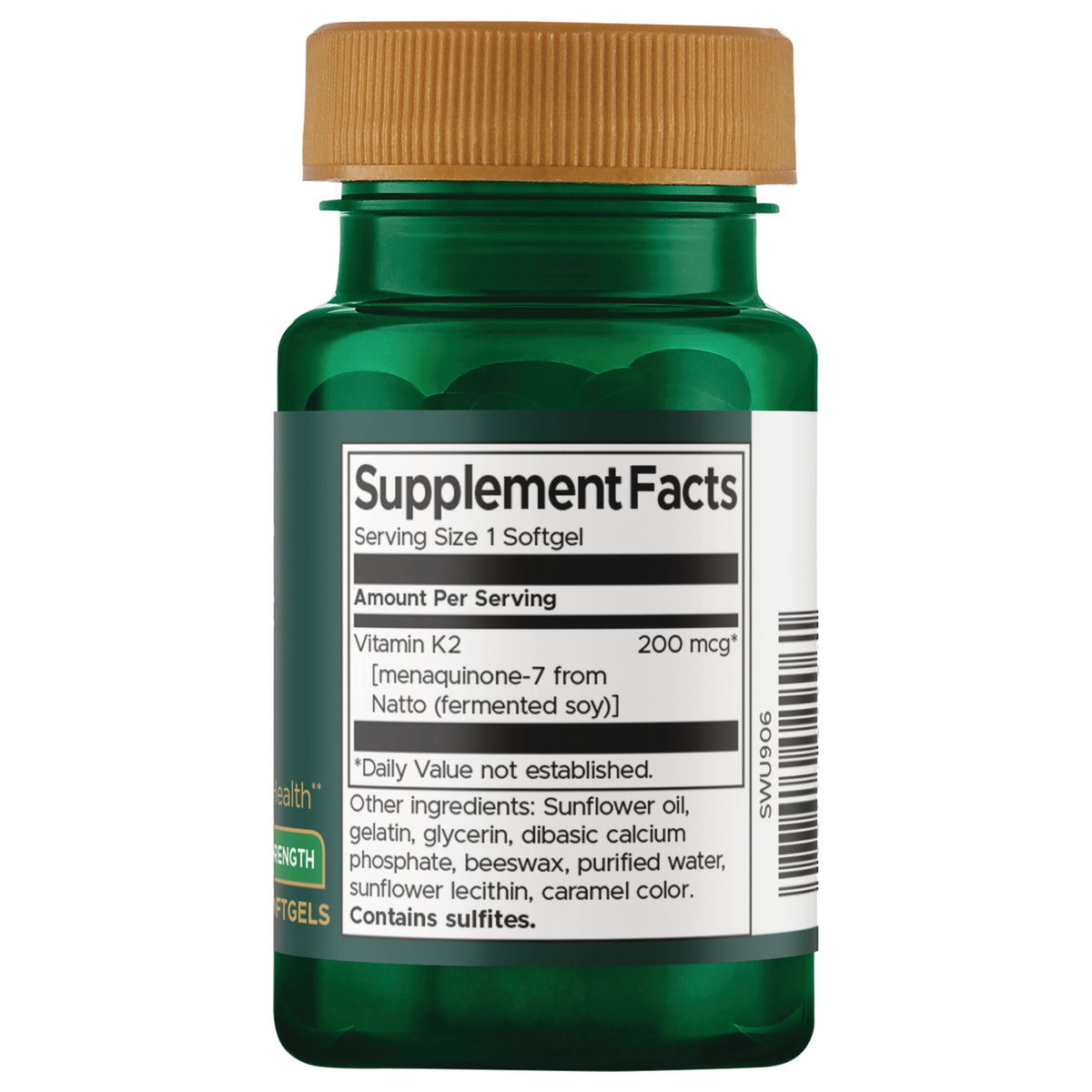 SWU906 | Back label with supplement facts and serving information