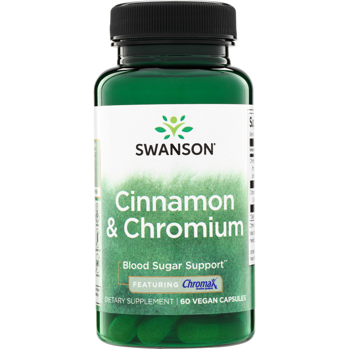 SW1683 | Swanson Cinnamon & Chromium, Blood Sugar Support, featuring Chromax, 60 vegan capsules