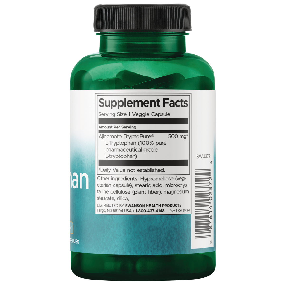 SWU372 | Back label with supplement facts and serving information
