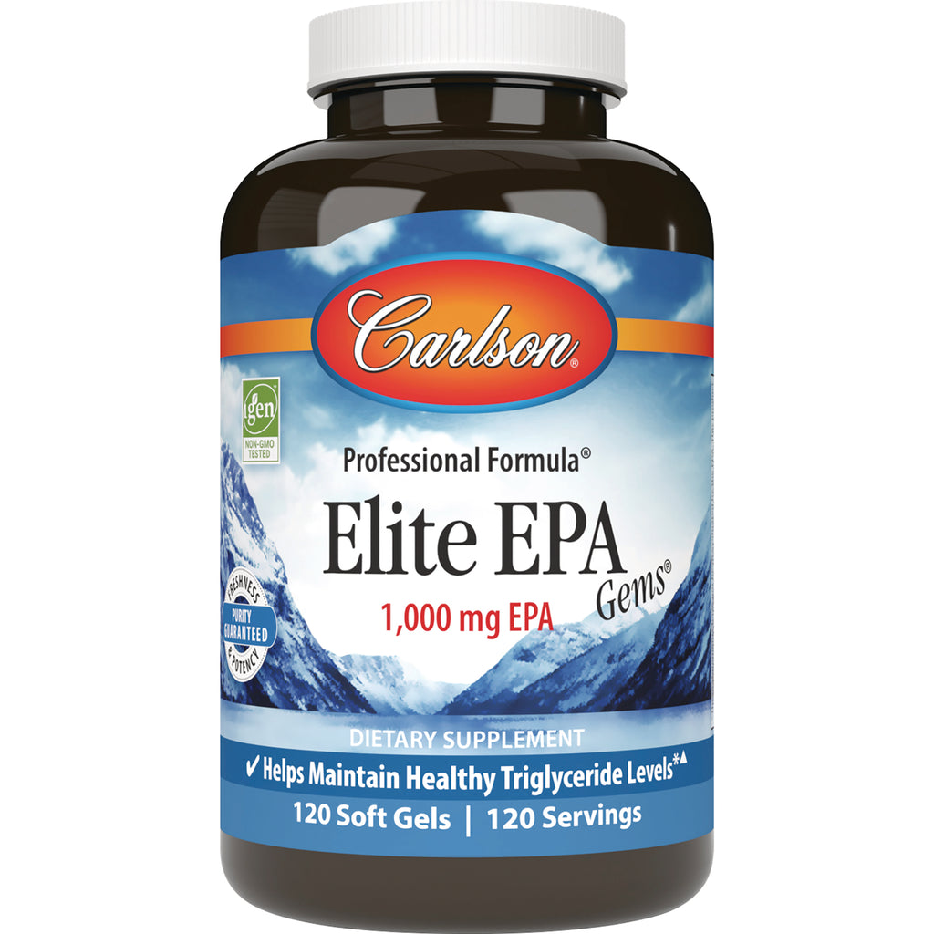 CSN248 | Carlson Elite EPA 1,000 mg EPA dietary supplement bottle, 120 soft gels, front label - Thumbnail