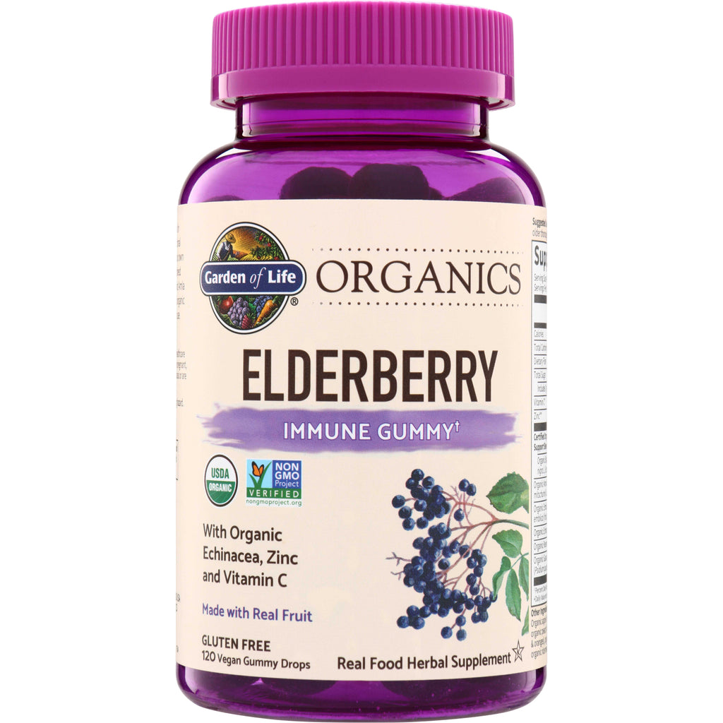GLF272 | Garden of Life Organics Elderberry Immune Gummy, with echinacea, zinc and vitamin C, 120 vegan drops - Thumbnail