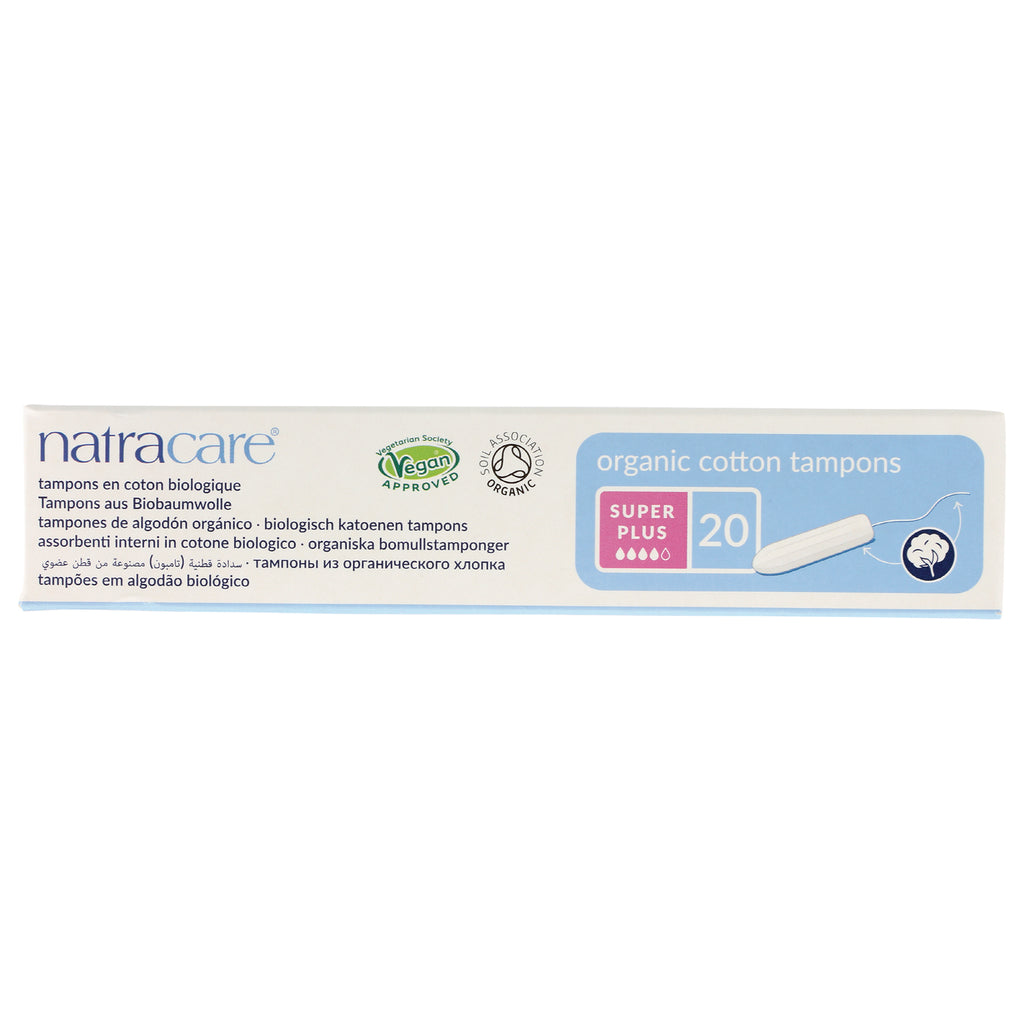 NCR003 | Natracare organic cotton tampons super plus 20 count product infographic - Thumbnail