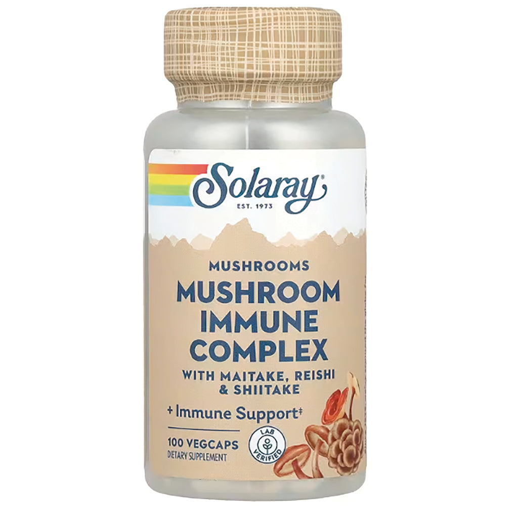 SLR376 | Solaray Mushroom Immune Complex bottle showing front label with 100 vegcaps - Thumbnail