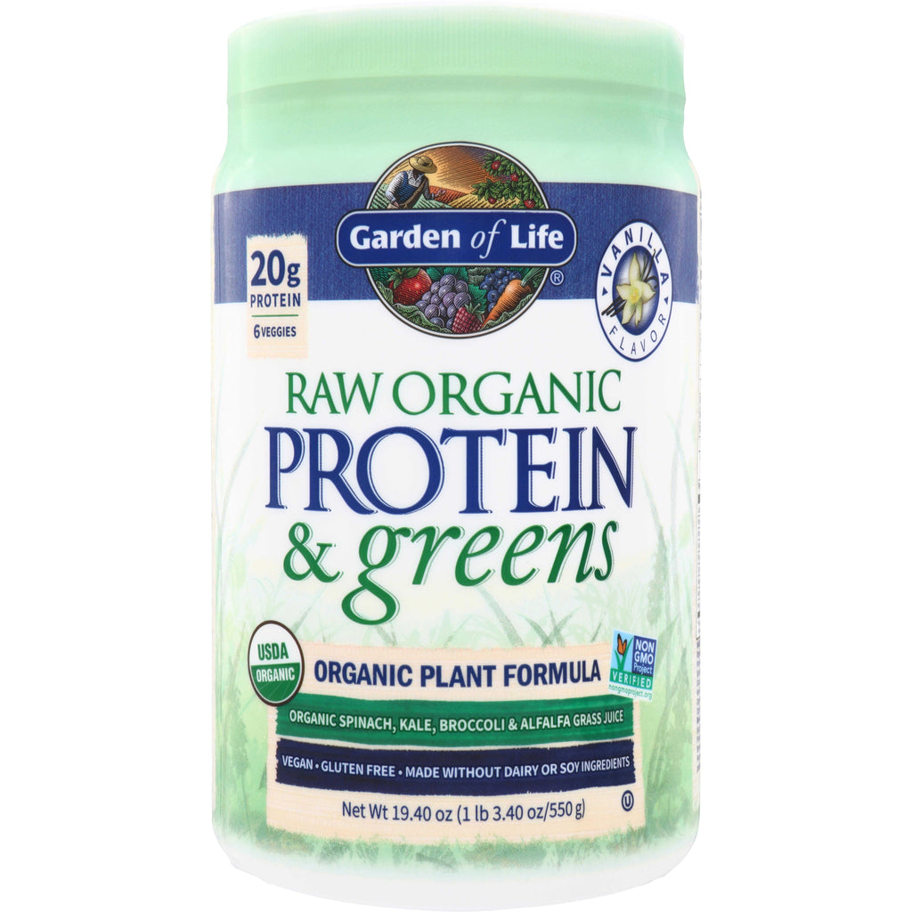 GLF220 | Garden of Life Raw Organic Protein & Greens, Vanilla Flavor, 20g protein, organic plant formula - Thumbnail