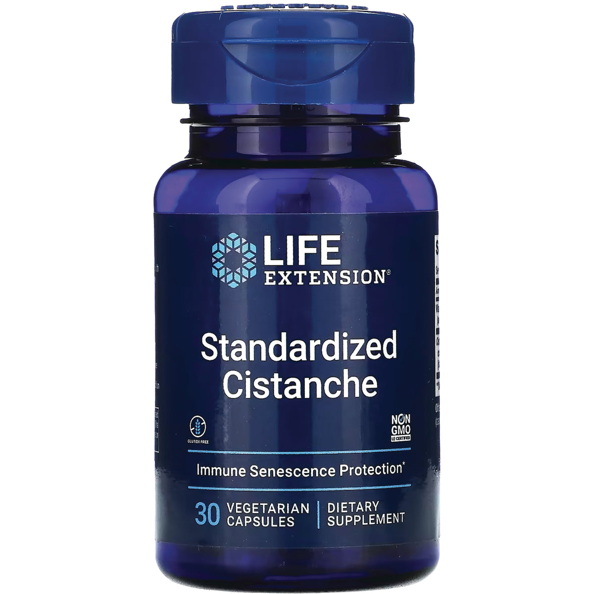 LE487 | Life Extension Standardized Cistanche supplement bottle, 30 vegetarian capsules front view