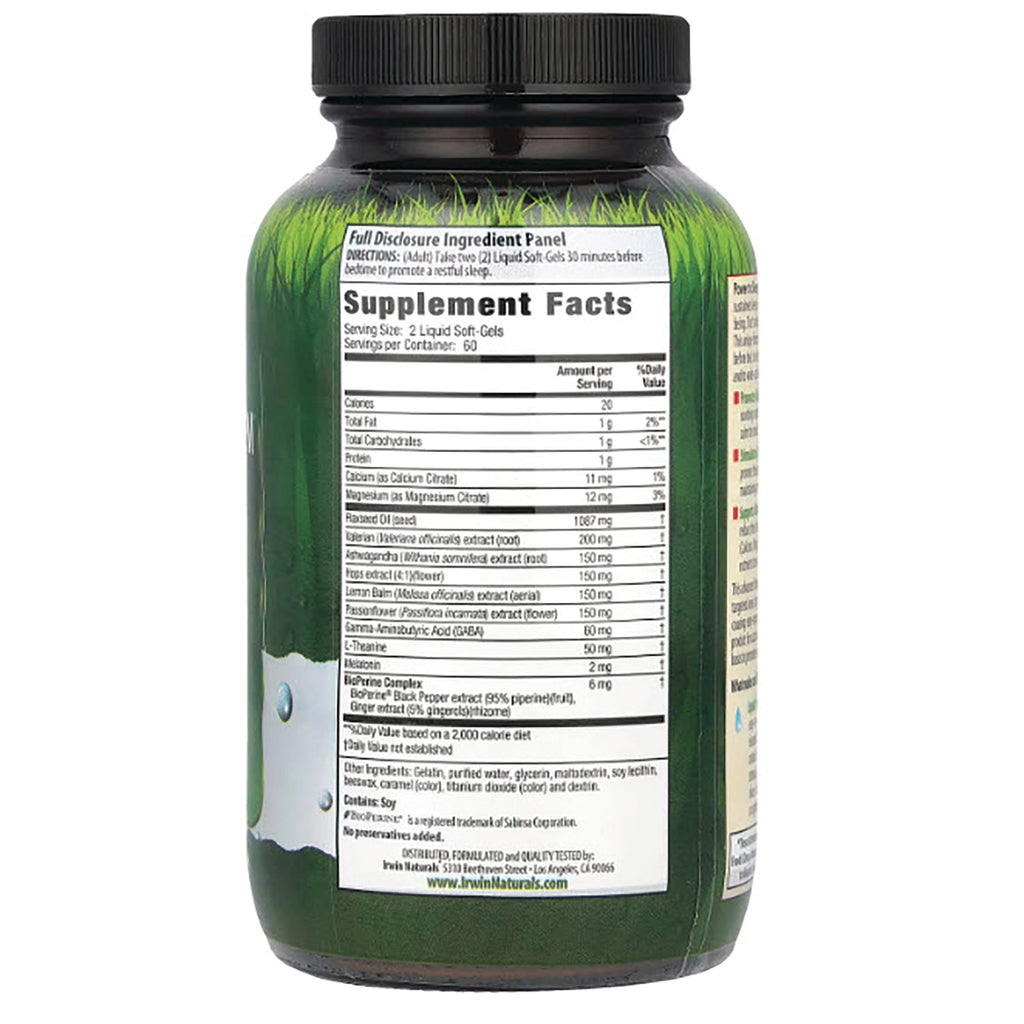 IR094 | back of green supplement bottle showing Supplement Facts panel and ingredient list - Thumbnail