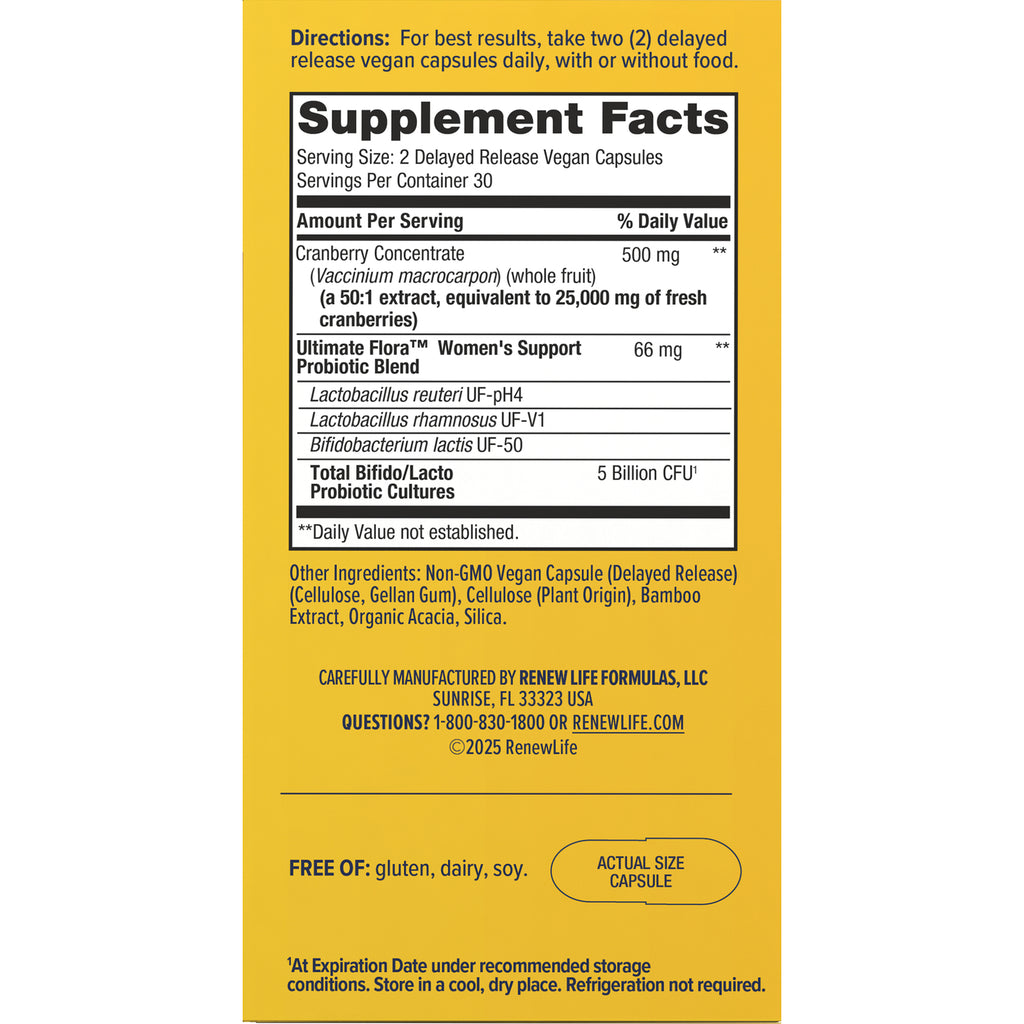 RNL251 | Supplement Facts panel and ingredients list on yellow product back with directions and contact information - Thumbnail