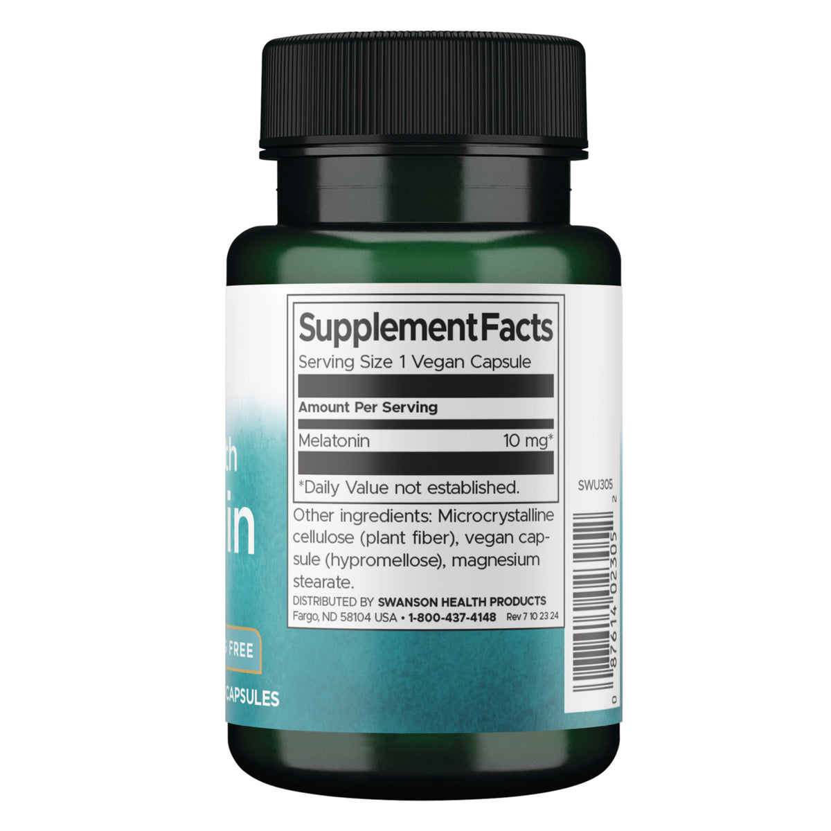 SWU305 | Back label with supplement facts and serving information