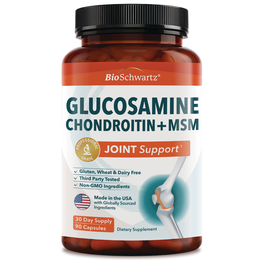 BSZ028 | BioSchwartz Glucosamine Chondroitin + MSM joint support bottle front label, 90 ct, Made in USA - Thumbnail