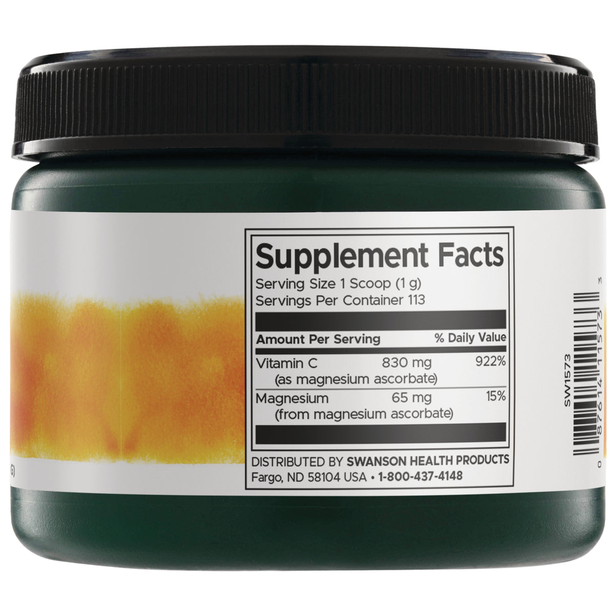 SW1573 | Back label with supplement facts and serving information