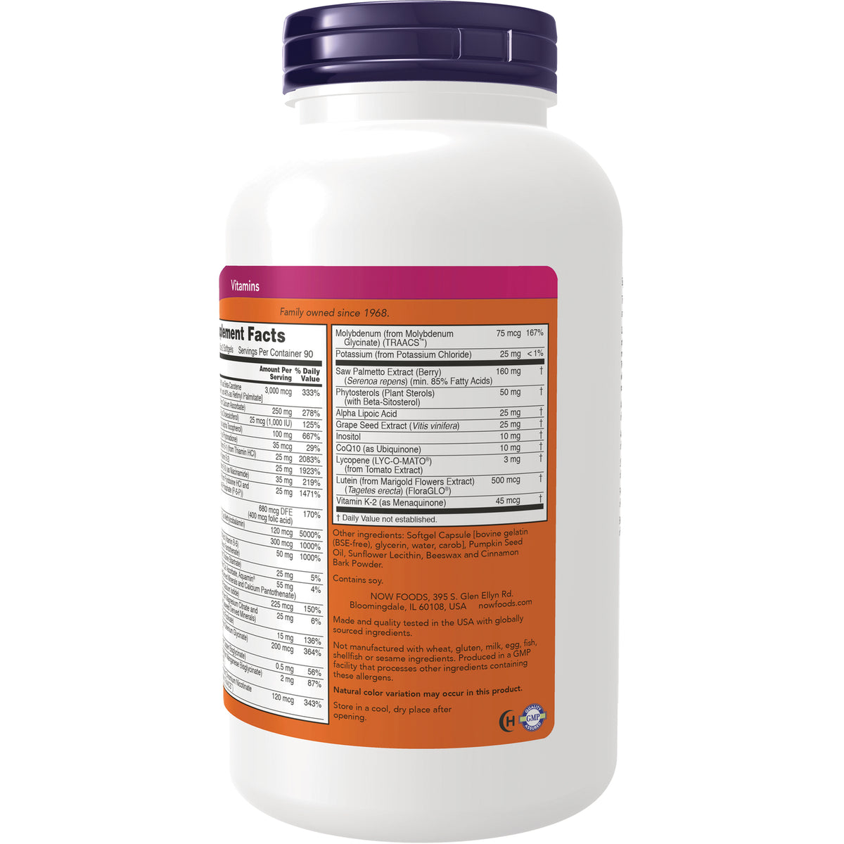 NWF651 | back of white supplement bottle showing Supplement Facts label and ingredients panel