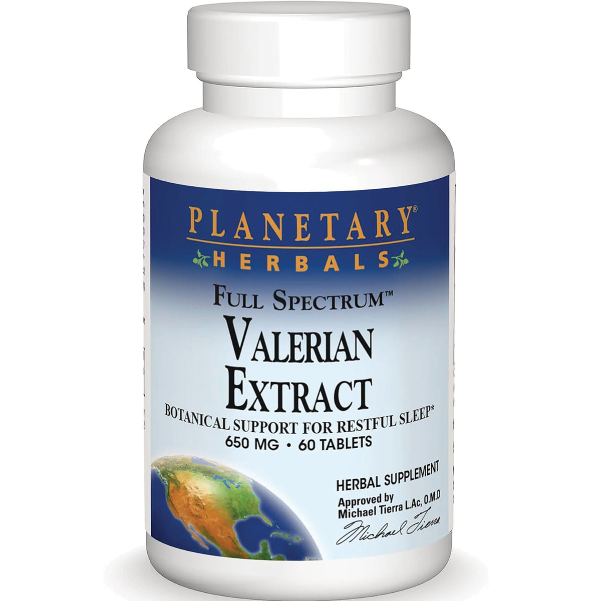 PF063 | Planetary Herbals Valerian Extract bottle, 650 mg, 60 tablets, botanical support for restful sleep