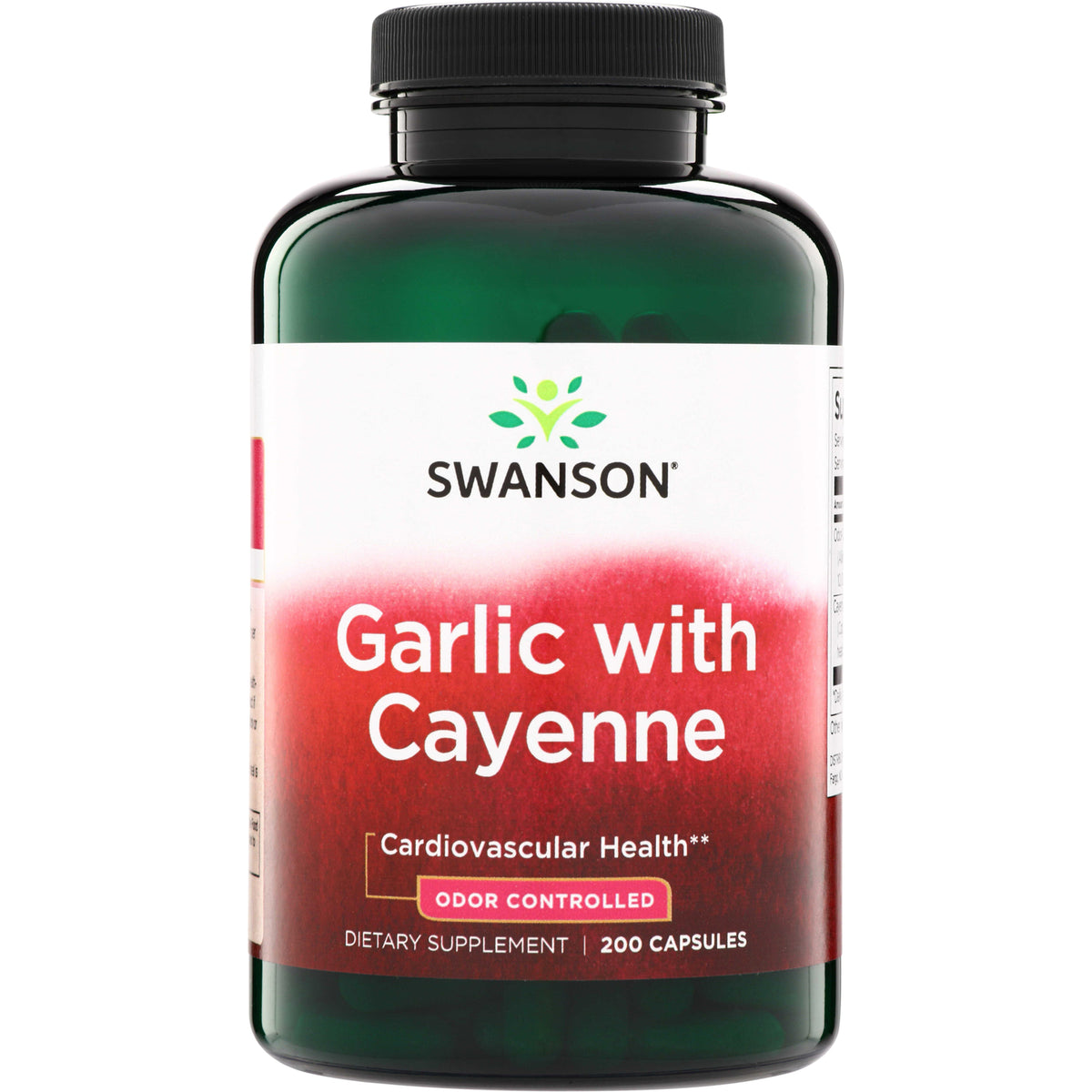 SWG06 | Swanson Garlic with Cayenne supplement, odor controlled, 200 capsules