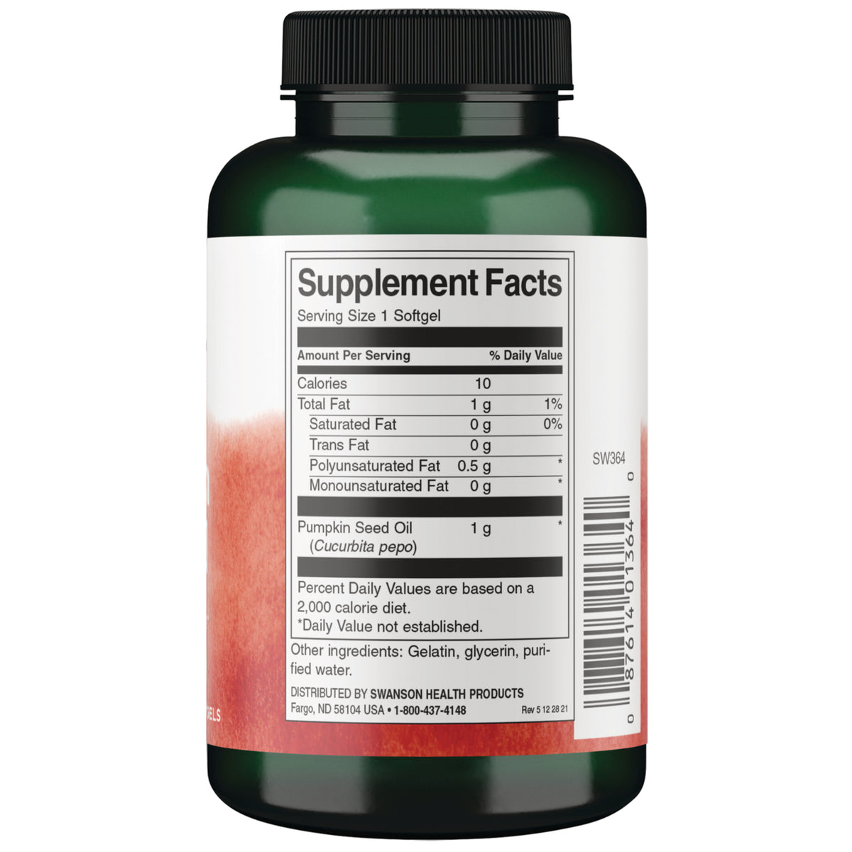SW839 | Back label with supplement facts and serving information