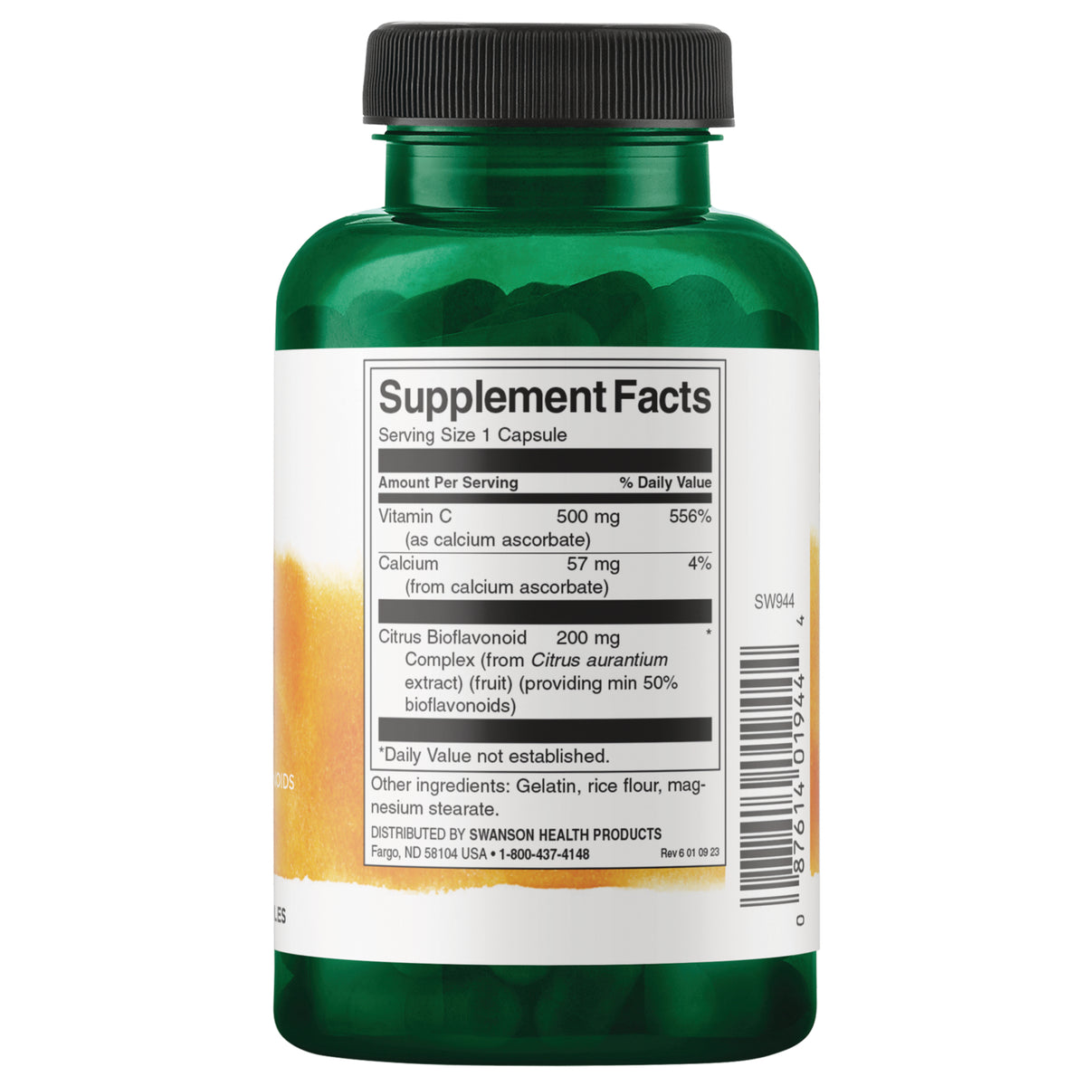 SW944 | Back label with ingredients and serving information