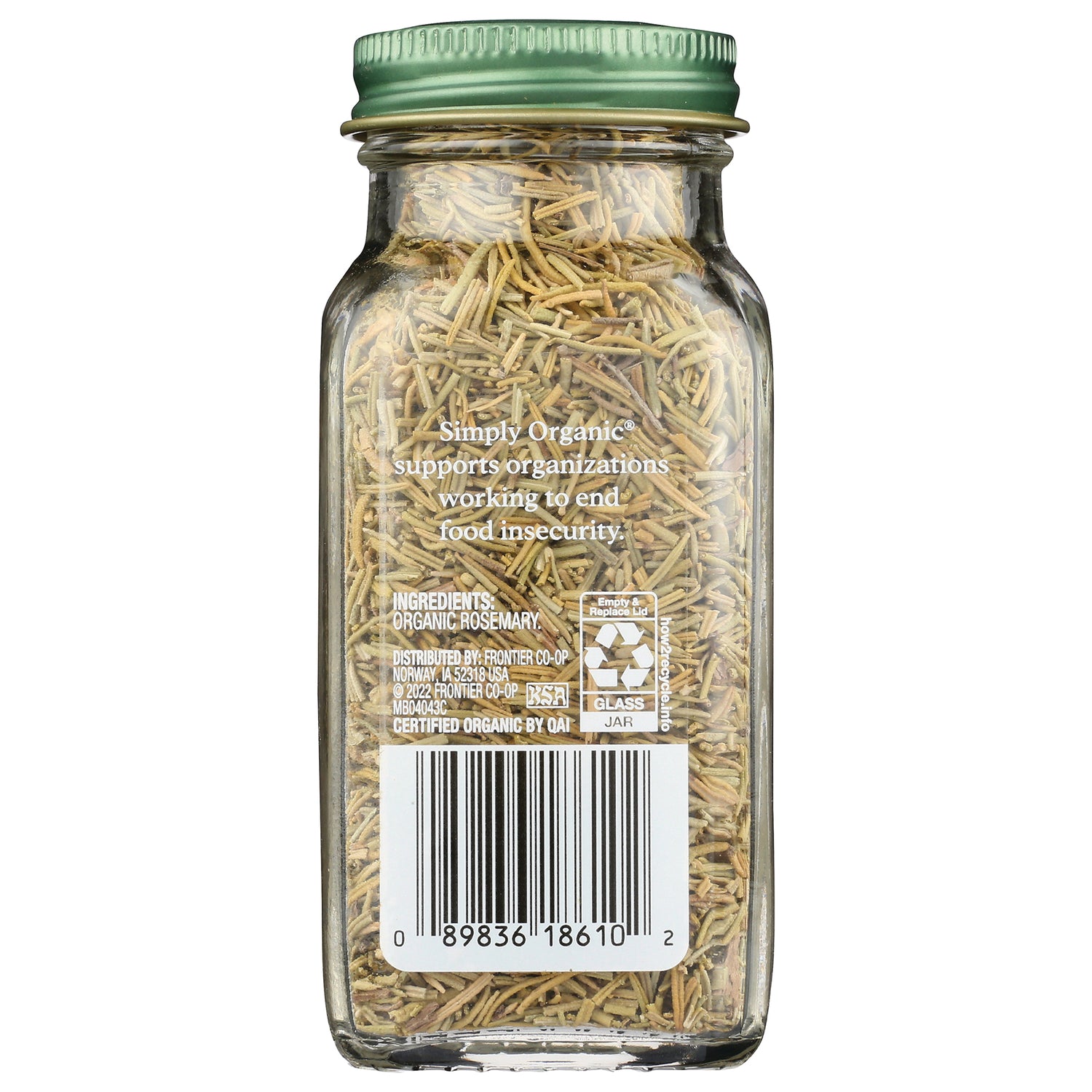 SMP032 | Back of Simply Organic rosemary jar with ingredients, recycling info, and barcode