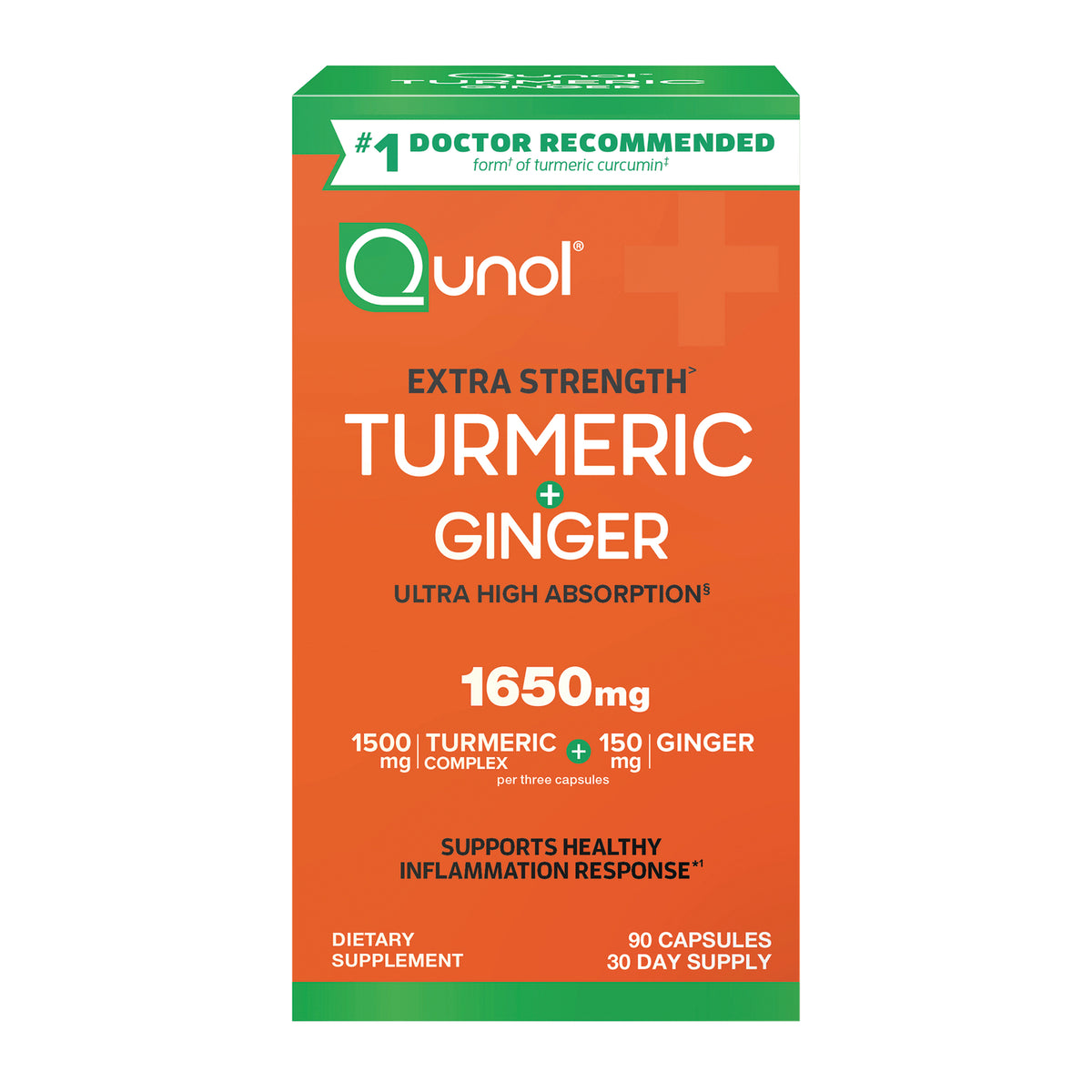 QNL018 | Qunol Extra Strength Turmeric and Ginger dietary supplement box, 90 capsules