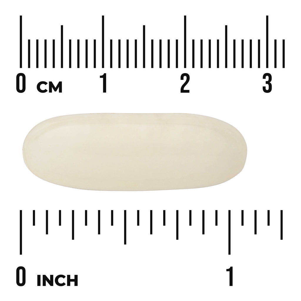 SWE045 | White oblong capsule shown with ruler, 03 cm and 01 inch - Thumbnail