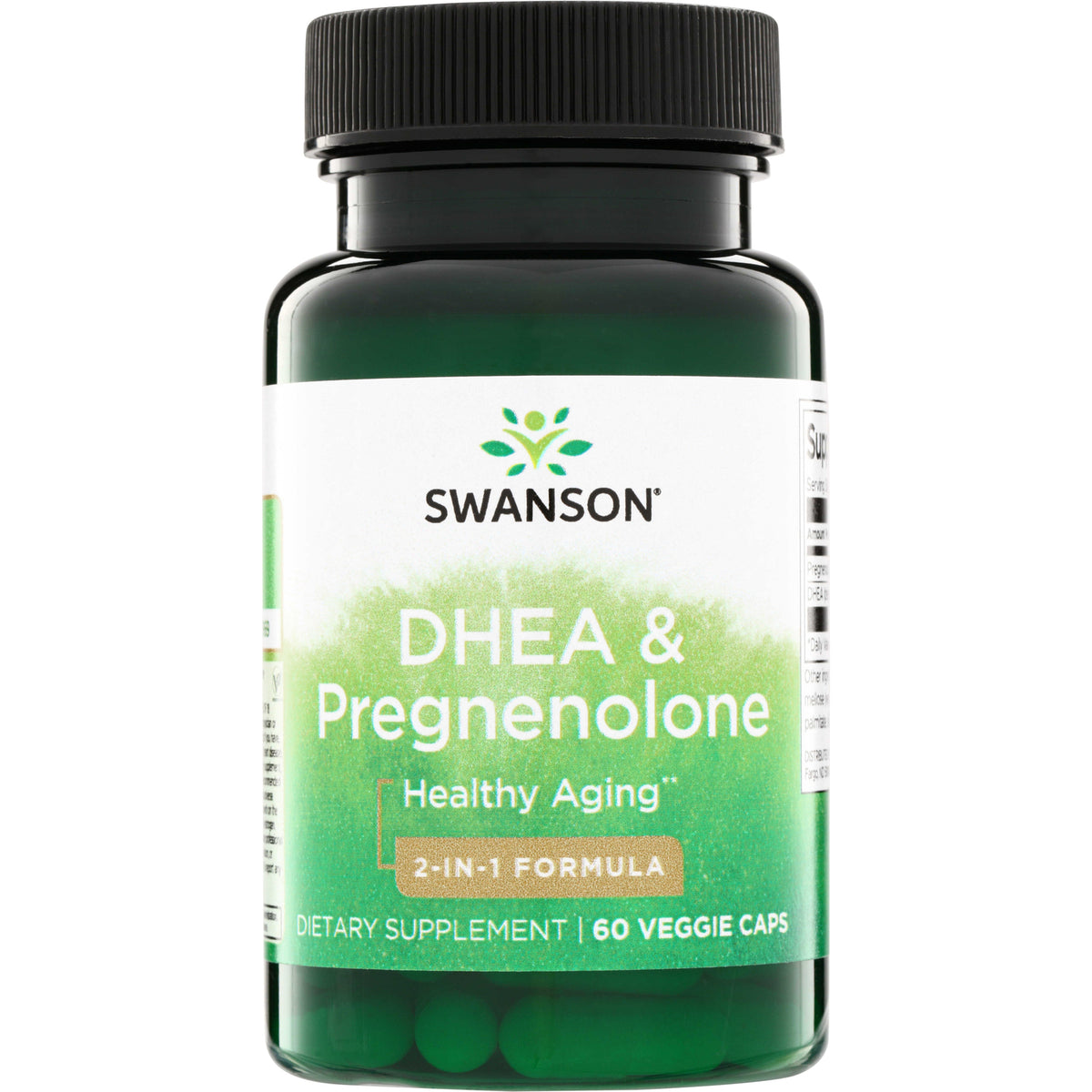 SWU829 | Swanson DHEA & Pregnenolone, Healthy Aging 2-in-1 formula dietary supplement, 60 veggie caps