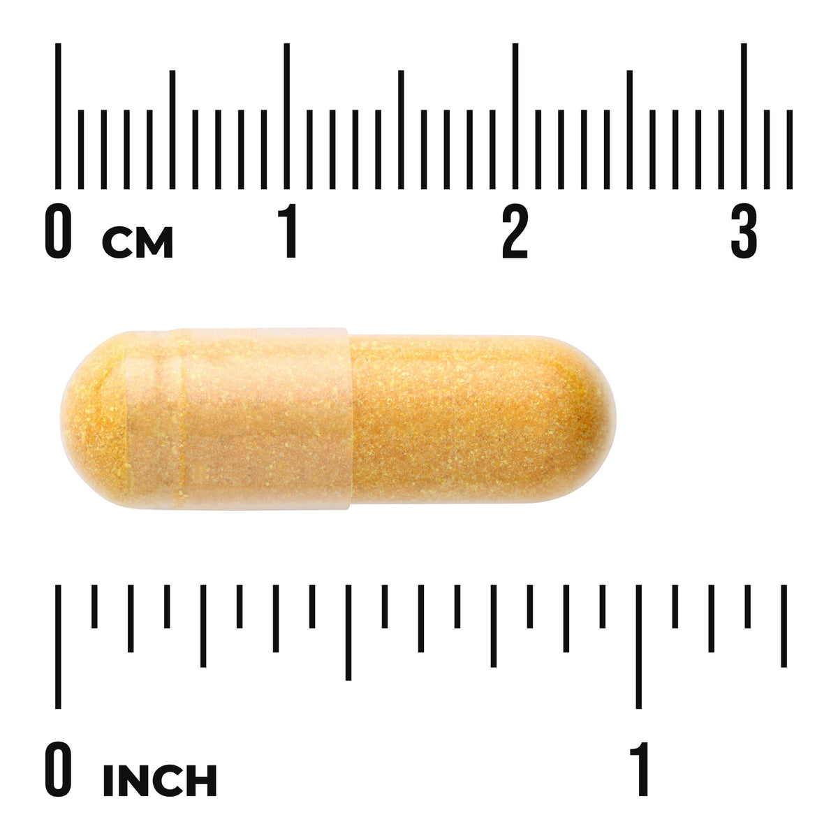 SW1412 | Yellow capsule with size scale in centimeters and inches