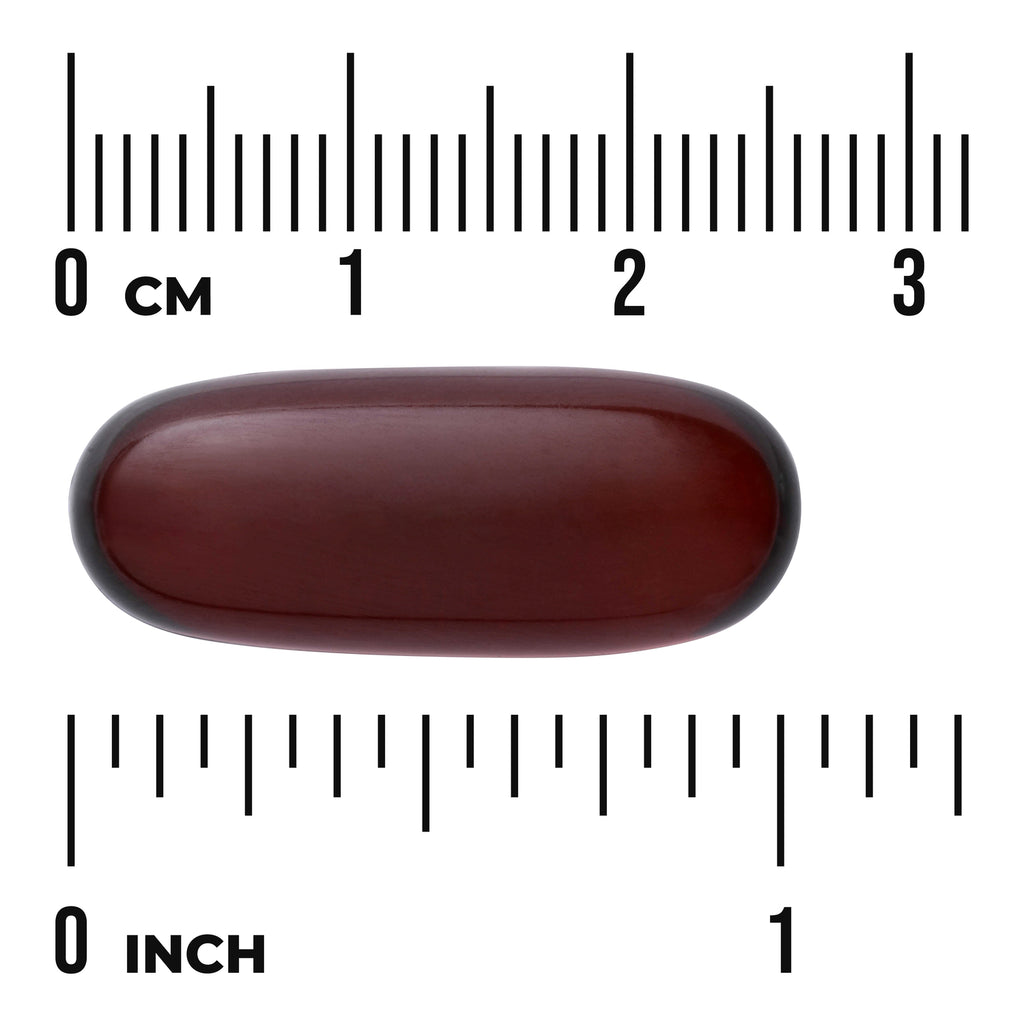 SWE046 | Reddish-brown softgel with size scale in centimeters and inches - Thumbnail