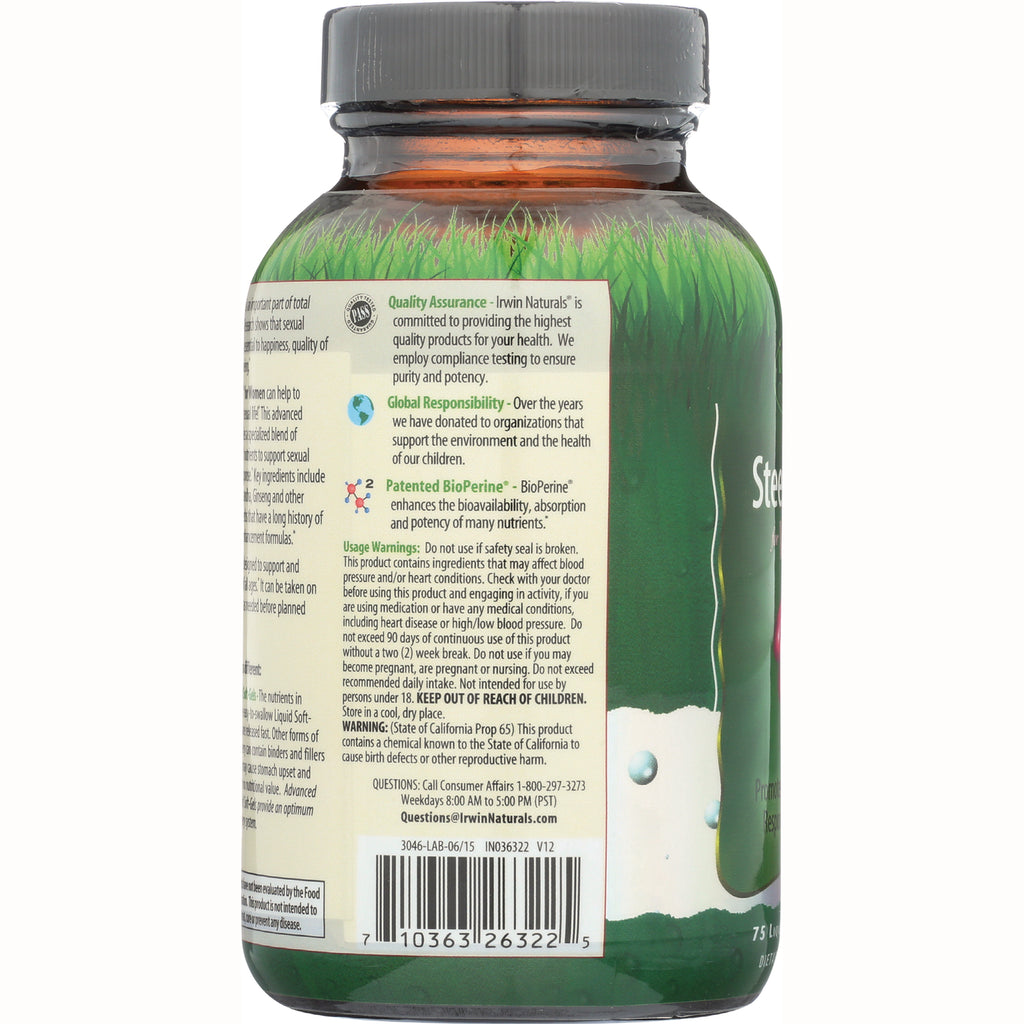 IR066 | Back of brown supplement bottle showing label with quality assurance text, usage warnings, and barcode - Thumbnail