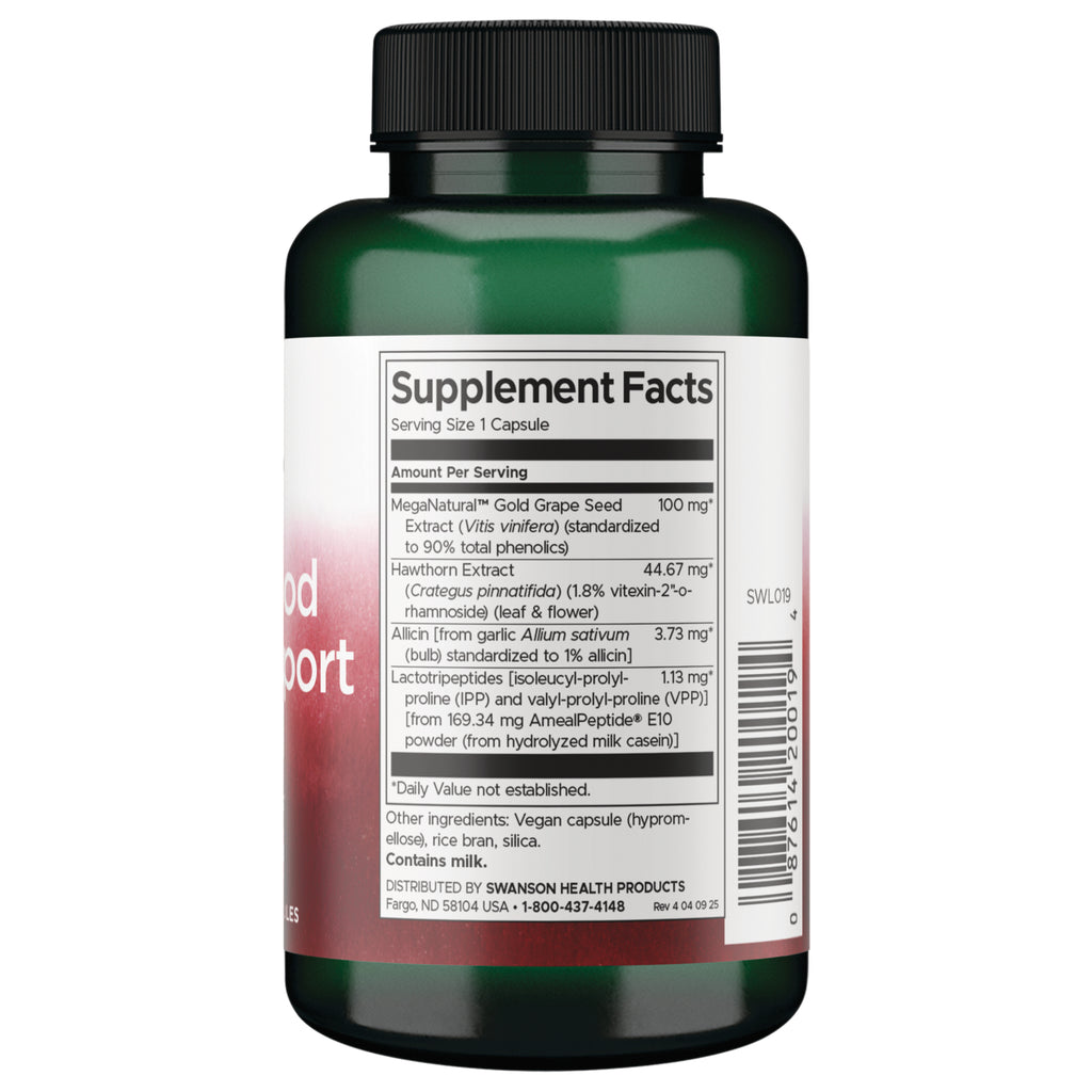 SWL019 | Back label with Supplement Facts panel and ingredients, including MegaNatural Gold Grape Seed Extract - Thumbnail