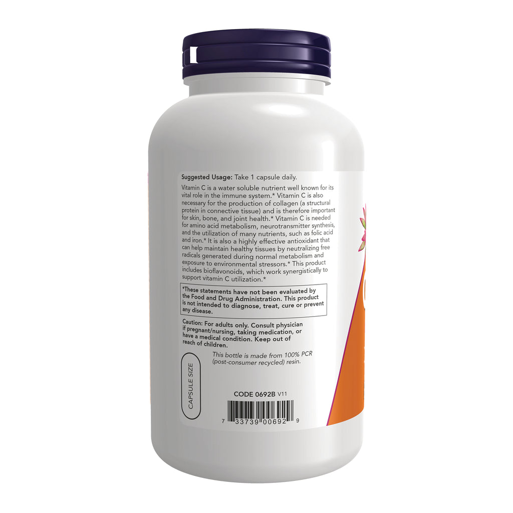 NWF030 | Back of white supplement bottle showing suggested usage, caution text, barcode, and capsule size label - Thumbnail