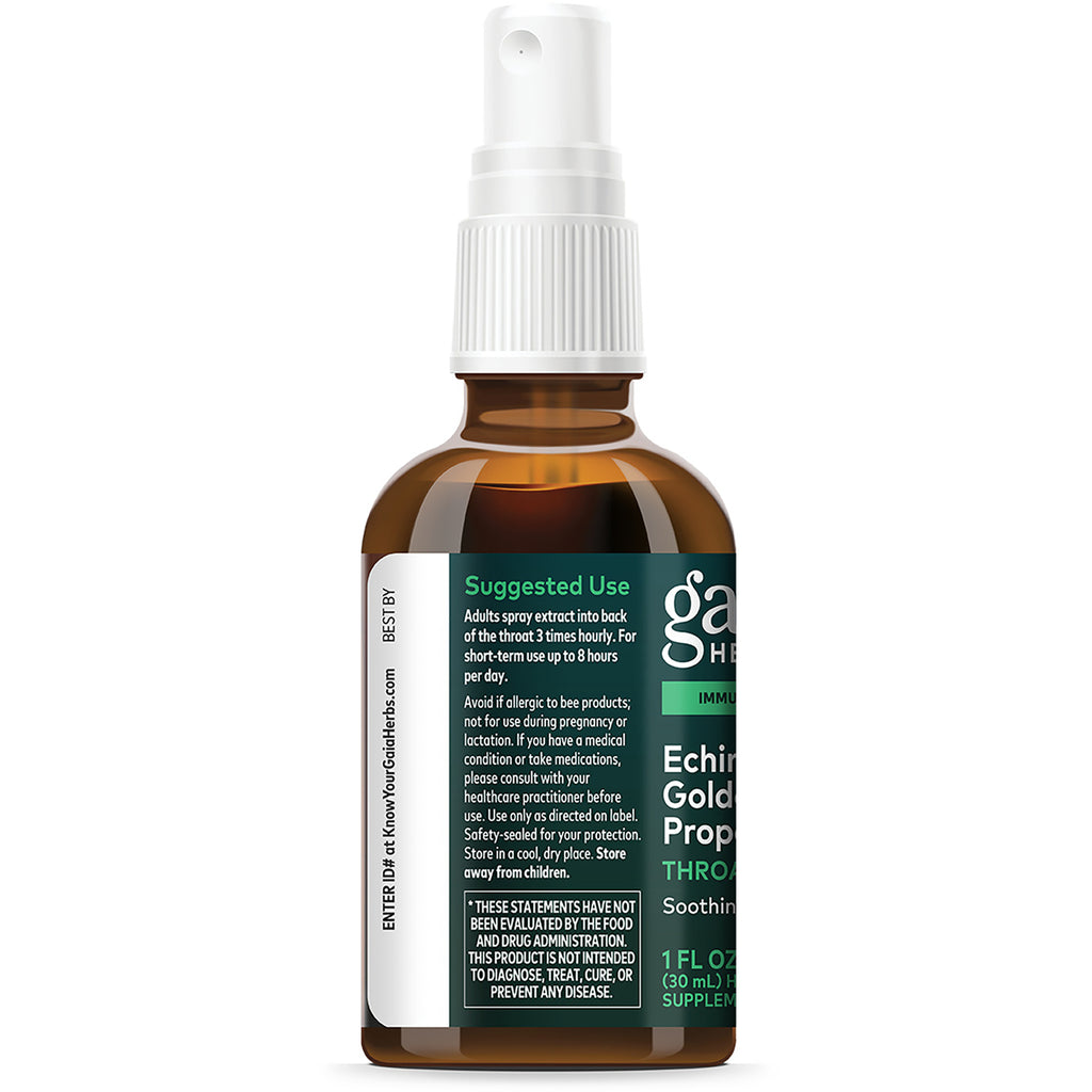 GH032 | Brown glass spray bottle back showing Supplement Facts label, ingredients text and barcode - Thumbnail