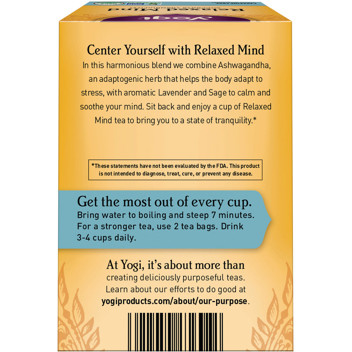 AHW036 | Relaxed Mind tea box back panel with \