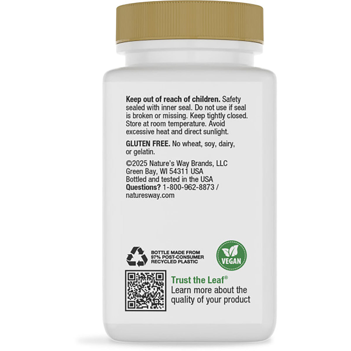 NW594 | back label of brown supplement bottle reading Supports Immune Health with barcode and directions