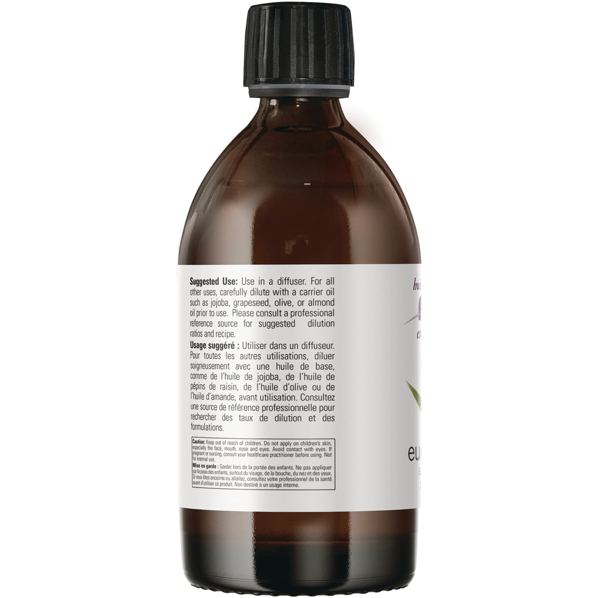 NWF1338 | Back of amber bottle showing label with suggested use and caution text