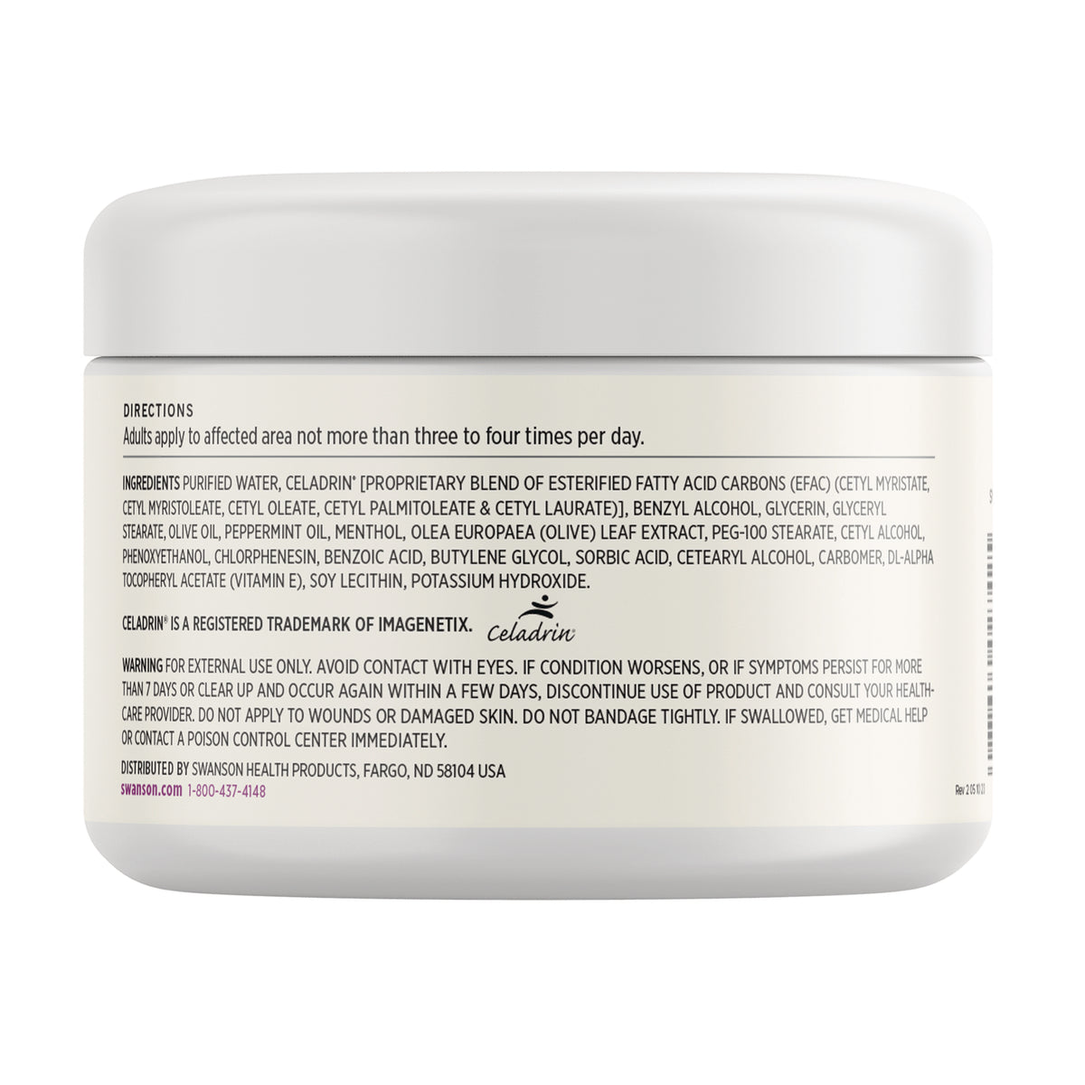 SWU742 | Back label with ingredients, directions and warning for external use