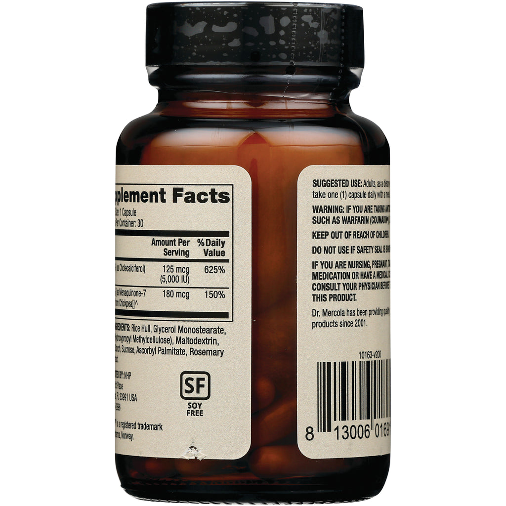 MRC085 | Back of amber supplement bottle showing supplement facts panel, warning text and barcode - Thumbnail