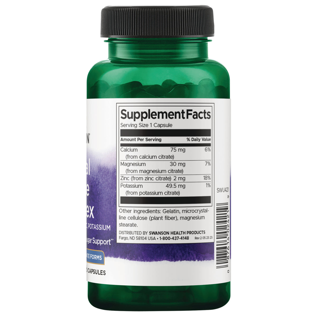 SWU421 | Back label with supplement facts and serving information