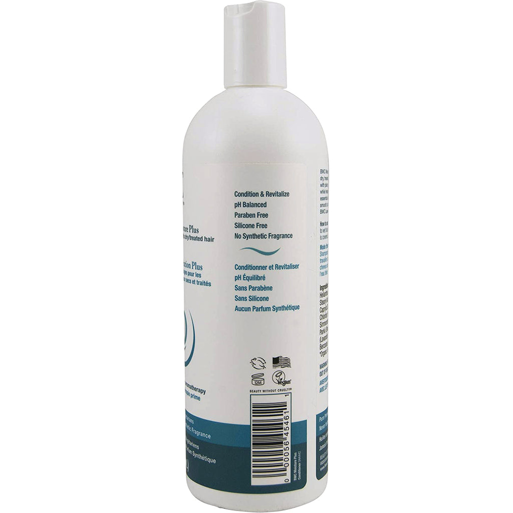 BWC092 | Back of white conditioner bottle showing ingredient text, barcode and certification icons - Thumbnail