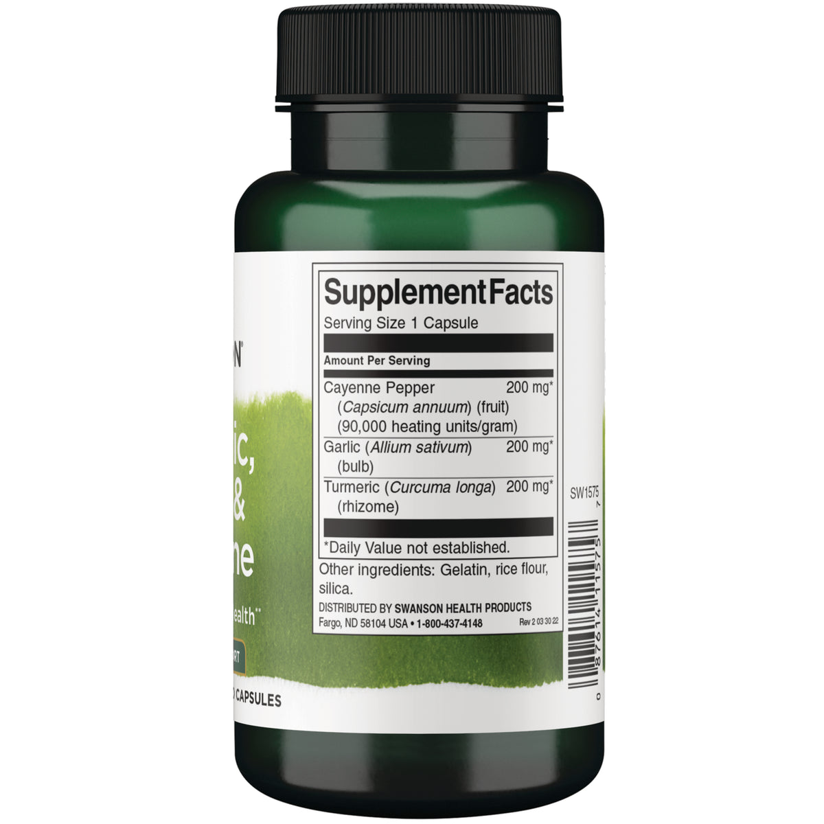 SW1575 | Clear gelatin capsule filled with brown powder centered between centimeter and inch rulers to show size