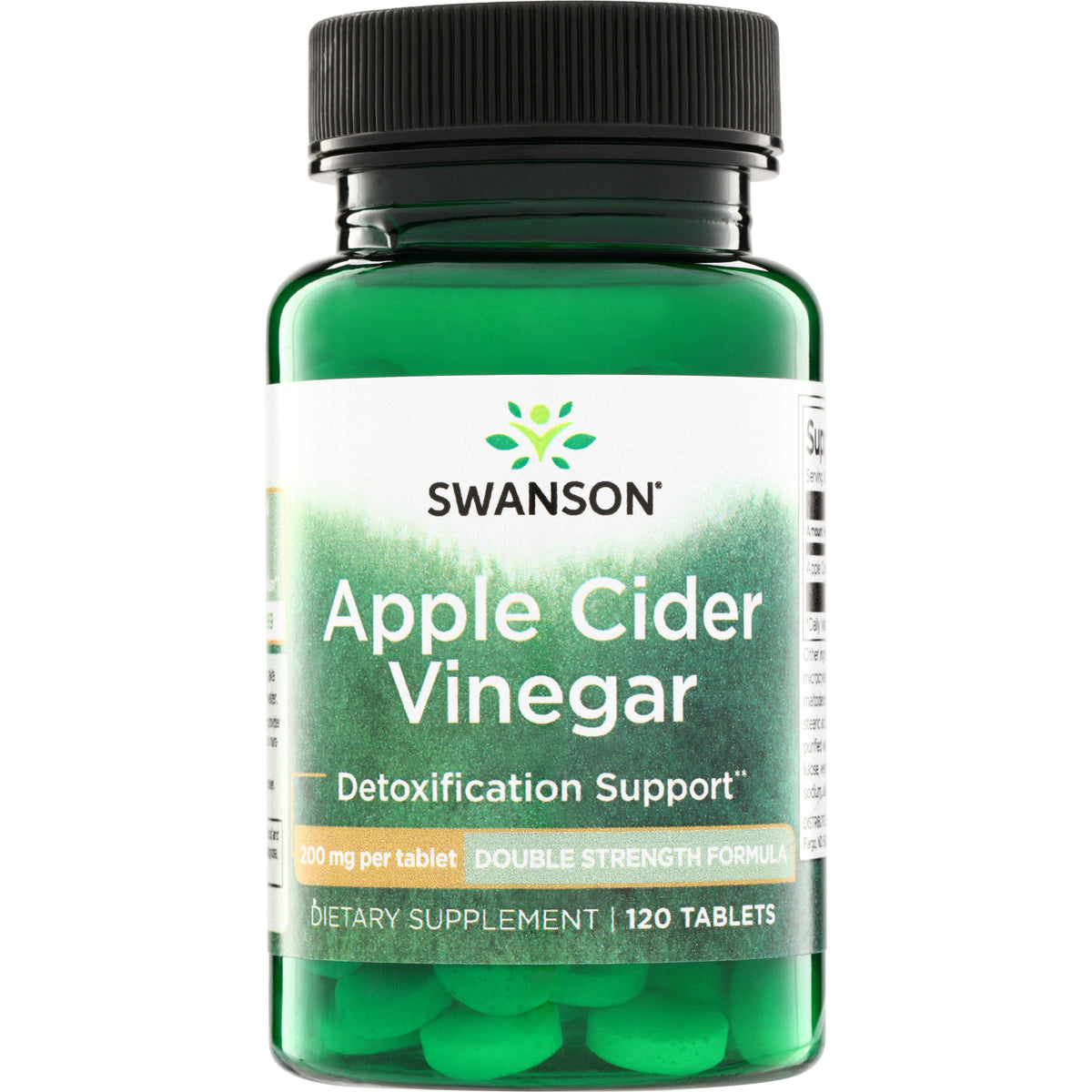 SWD036 | Swanson Apple Cider Vinegar tablets, Detoxification Support, 200 mg per tablet, double strength, 120 tablets