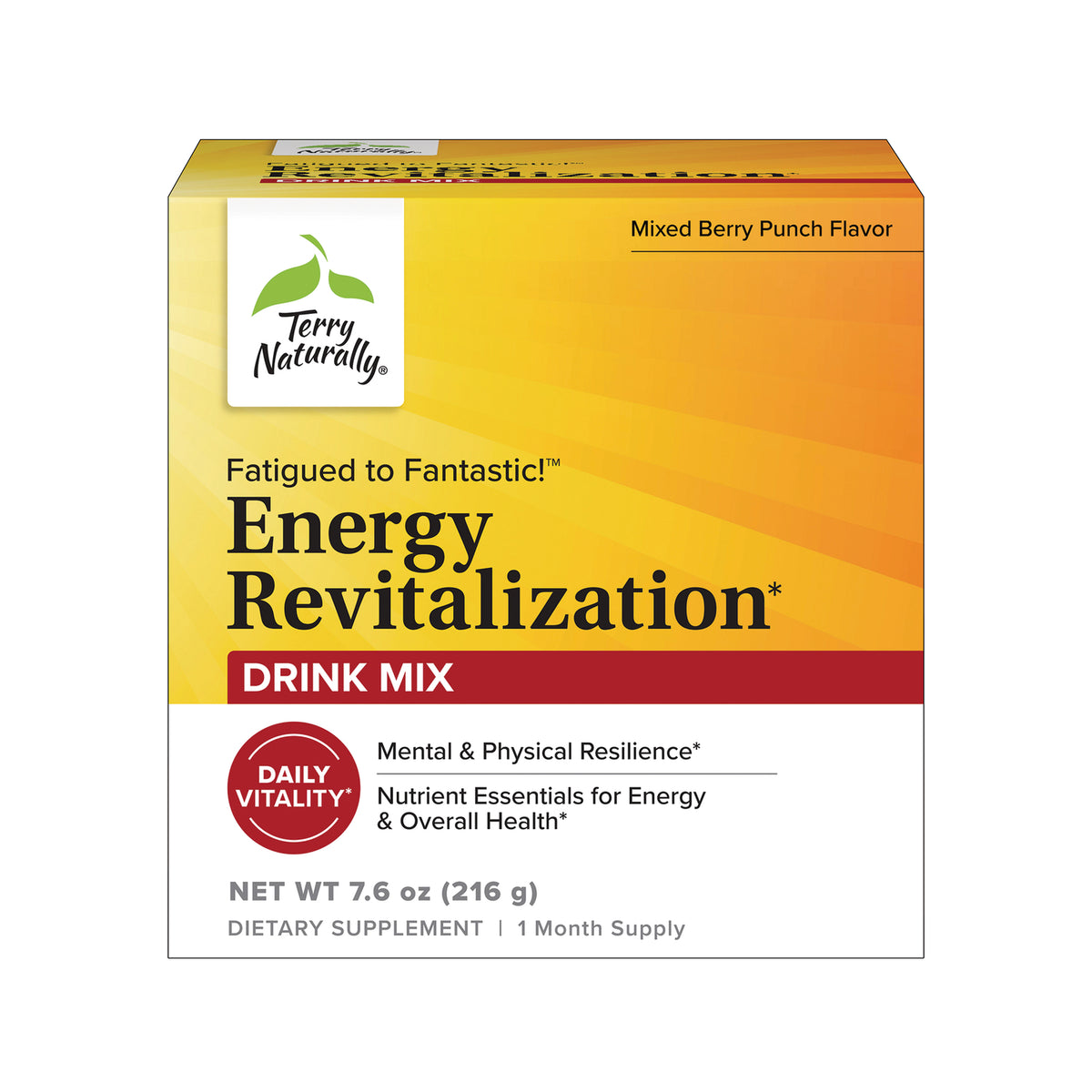 EUR076 | Terry Naturally Energy Revitalization drink mix, mixed berry punch flavor, front package