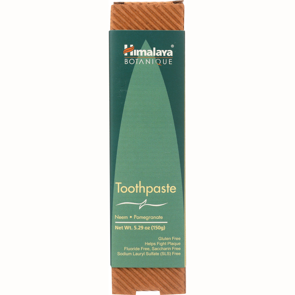 HHH037 | Himalaya Botanique toothpaste box front labeled Toothpaste Neem  Pomegranate Net Wt. 5.29 oz (150g) - Thumbnail
