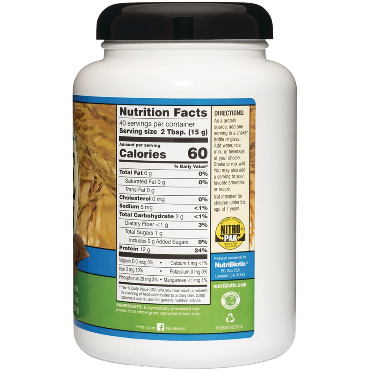 NUB005 | back label showing Nutrition Facts panel with Calories 60 and serving size 2 Tbsp (15 g)