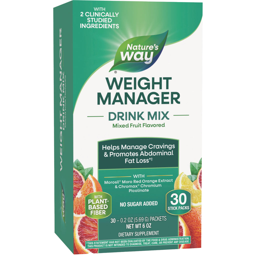 NW1070 | Nature's Way Weight Manager drink mix front of box, mixed fruit flavor, 30 stick packs, no sugar added - Thumbnail