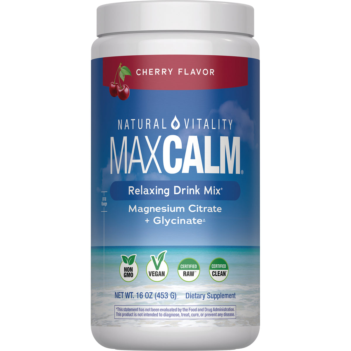 NVT040 | Natural Vitality CALM magnesium supplement, cherry flavor front label