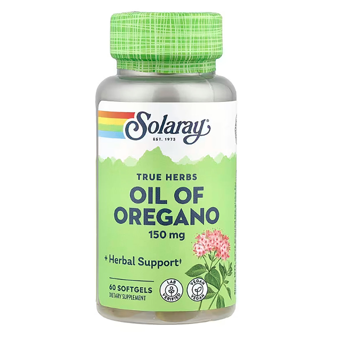 SLR204 | Solaray Oil of Oregano supplement bottle, 150 mg per softgel, 60 softgels
