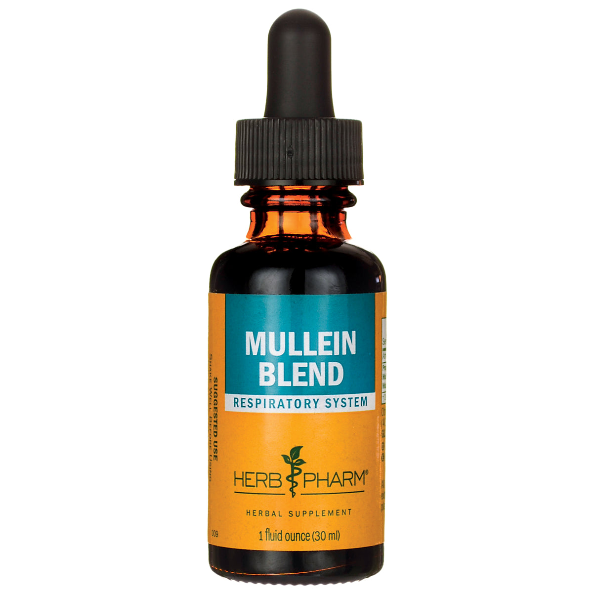 HPH162 | amber dropper bottle labeled Mullein Blend Respiratory System herbal supplement 1 fl oz